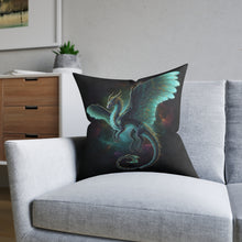 Load image into Gallery viewer, Teal Dragon Square Pillow
