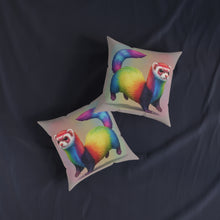 Load image into Gallery viewer, Rainbow Ferret Square Pillow
