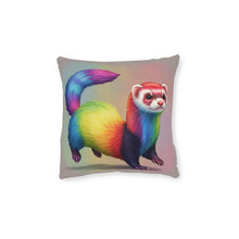 Load image into Gallery viewer, Rainbow Ferret Square Pillow
