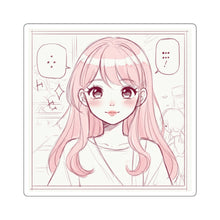 Load image into Gallery viewer, Kawaii Pink Anime Girl Square Sticker
