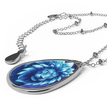 Load image into Gallery viewer, Blue Quartz Lion Oval Pendant Necklace

