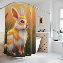 Load image into Gallery viewer, Whimsical Orange Rabbit Shower Curtain
