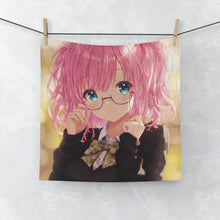 Load image into Gallery viewer, Cute Pink-Haired Anime Girl with Glasses Face Towel
