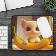 Load image into Gallery viewer, Adorable Cat &amp; Banana Gaming Mouse Pad, Cute Desk Accessory, Gamer Gift, Pet
