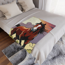 Load image into Gallery viewer, Horse Grazing in Grass Minky Blanket
