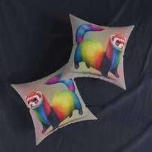 Load image into Gallery viewer, Rainbow Ferret Square Pillow
