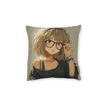 Load image into Gallery viewer, Cute Yellow-Haired Anime Girl Glasses Square Pillow
