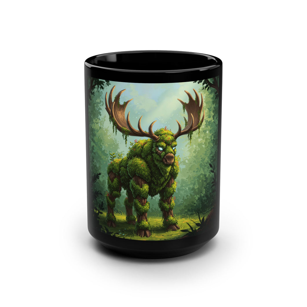 Moss Golem Moose 15oz Black Mug