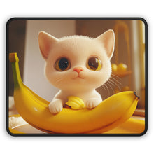 Load image into Gallery viewer, Adorable Cat &amp; Banana Gaming Mouse Pad, Cute Desk Accessory, Gamer Gift, Pet
