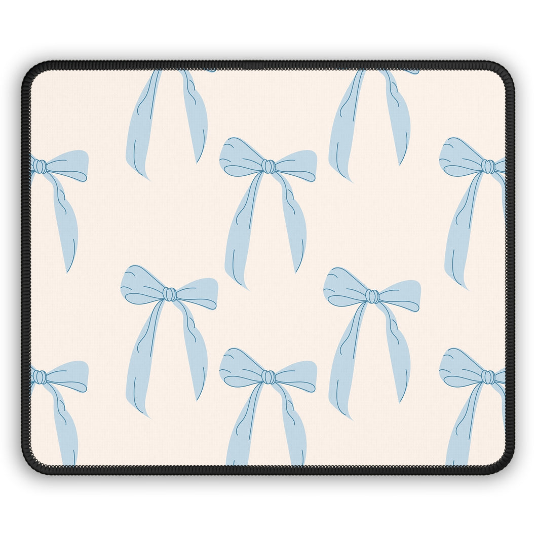 Adorable Blue Bow Gaming Mouse Pad