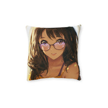Load image into Gallery viewer, Cute Smiling Glasses Anime Girl Pillow
