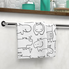 Load image into Gallery viewer, Adorable Hippo Face Towel, Cute Bath Towel, Kids Shower Gift, Fun Nursery Decor,
