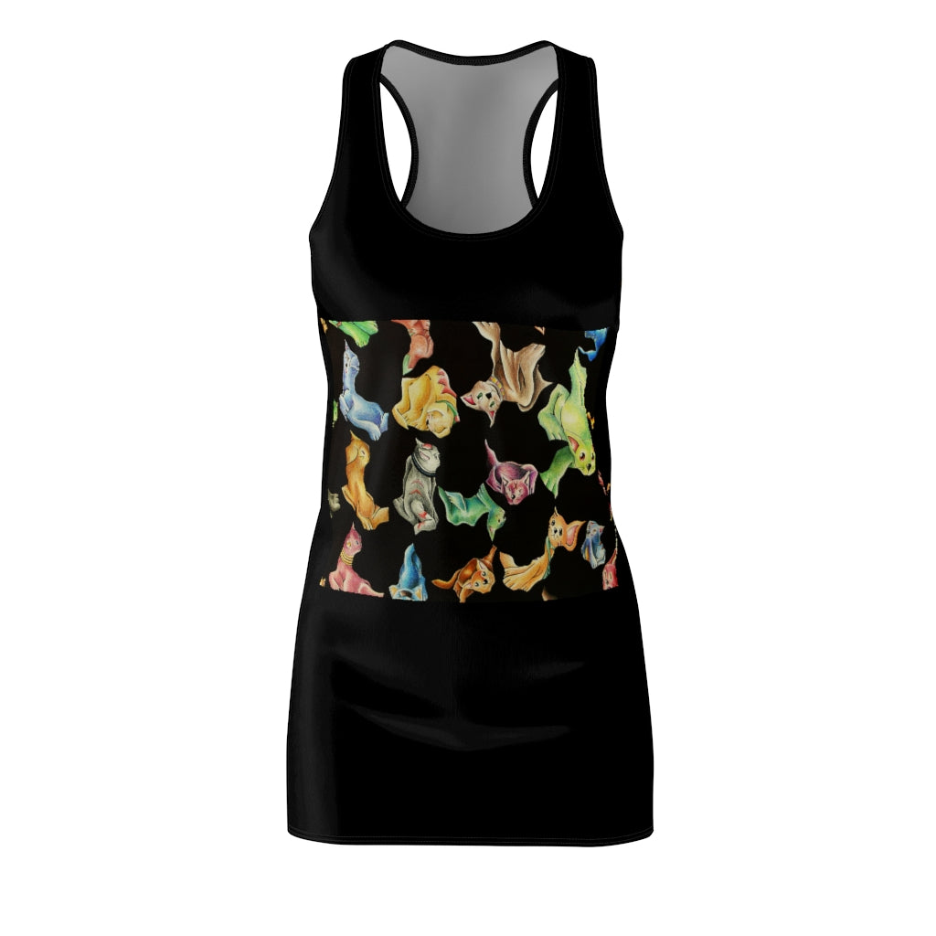 Cat Pattern Women's Cut & Sew Racerback Dress