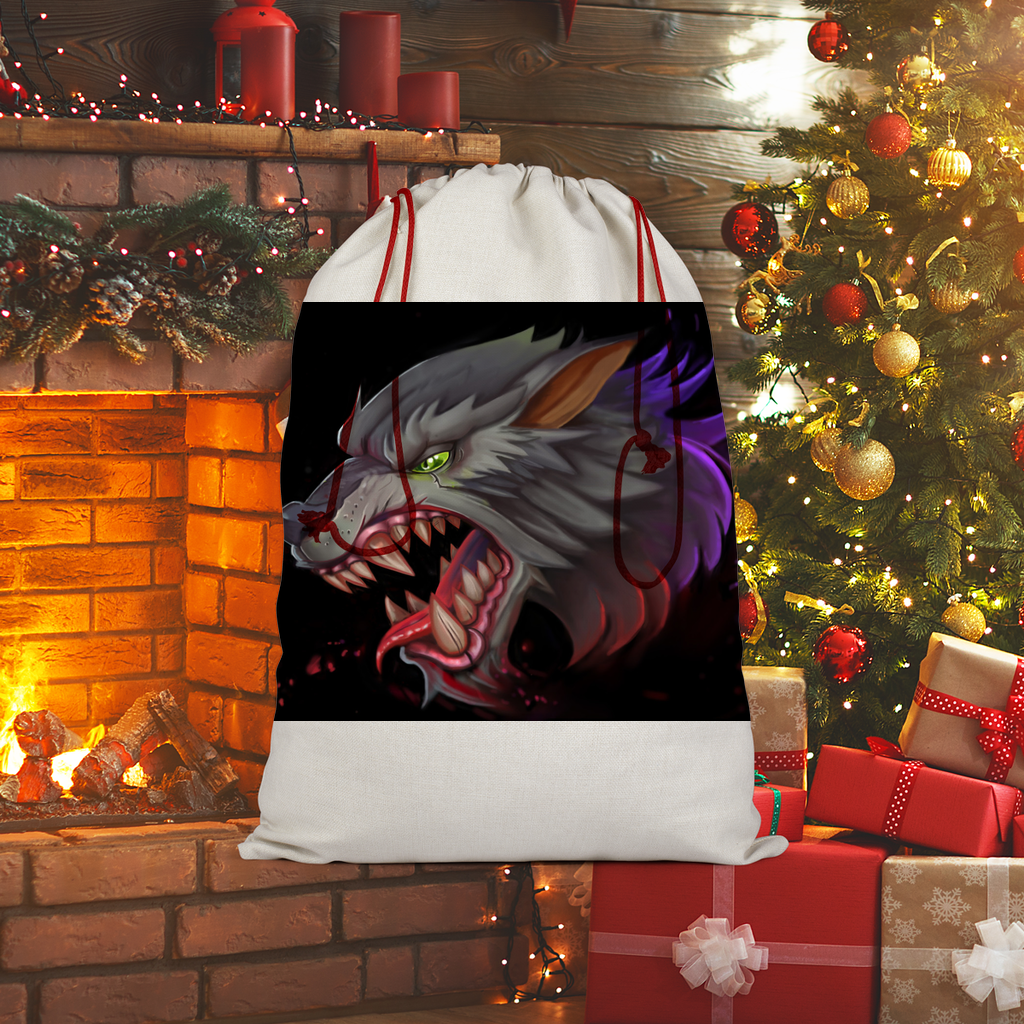 Wolf Sublimation Linen Drawstring Sack