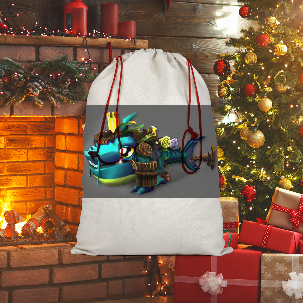 Nibblers the Misfit Shark Sublimation Linen Drawstring Sack