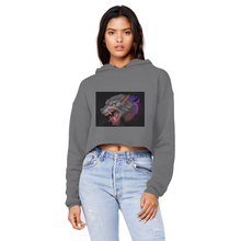 Load image into Gallery viewer, Wolf Unisex Cropped Raw Edge Boyfriend Hoodie
