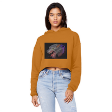 Load image into Gallery viewer, Wolf Unisex Cropped Raw Edge Boyfriend Hoodie
