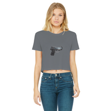 Load image into Gallery viewer, 22 Calibur Classic Women&#39;s Cropped Raw Edge T-Shirt
