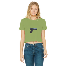 Load image into Gallery viewer, 22 Calibur Classic Women&#39;s Cropped Raw Edge T-Shirt
