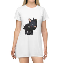 Load image into Gallery viewer, Black Kitty All Over Print T-Shirt Dress
