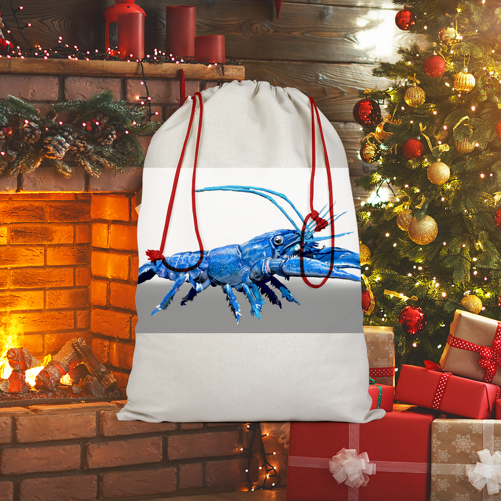 Blue Crawfish Sublimation Linen Drawstring Sack