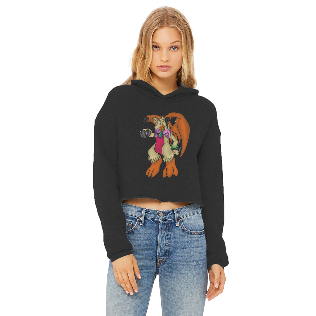 Angechardragon Ladies Cropped Raw Edge Hoodie