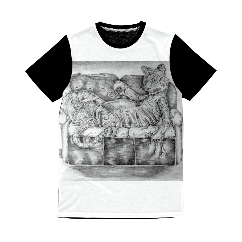 Tiger on a Couch Classic Sublimation Panel T-Shirt