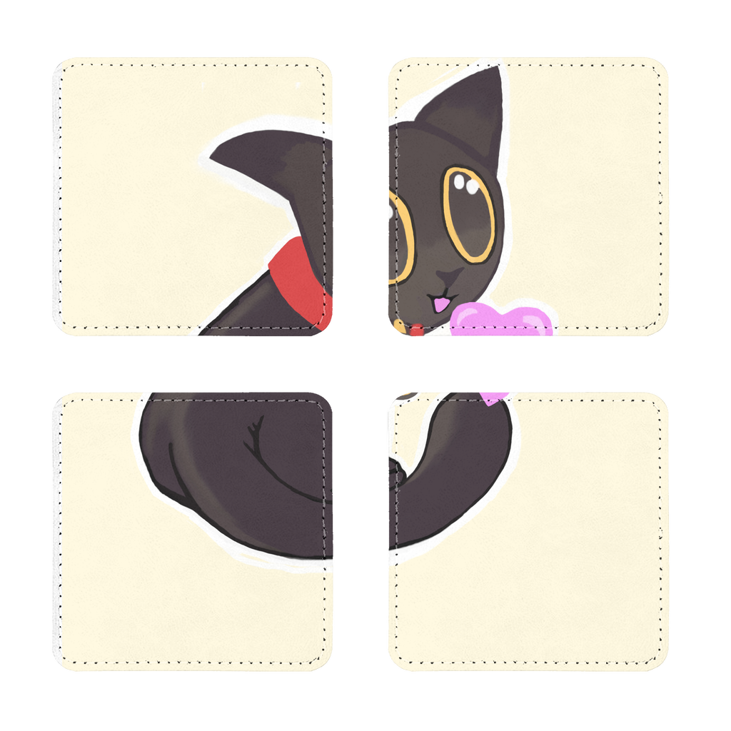 Cat Illustration Sublimation Coasters Pack of Four