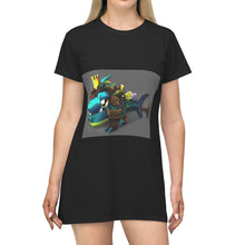 Load image into Gallery viewer, Nibbler&#39;s the Misfit Shark All Over Print T-Shirt Dress
