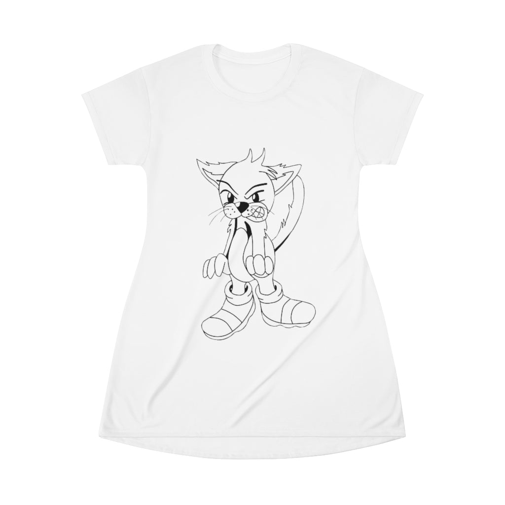 Angry Cat All Over Print T-Shirt Dress