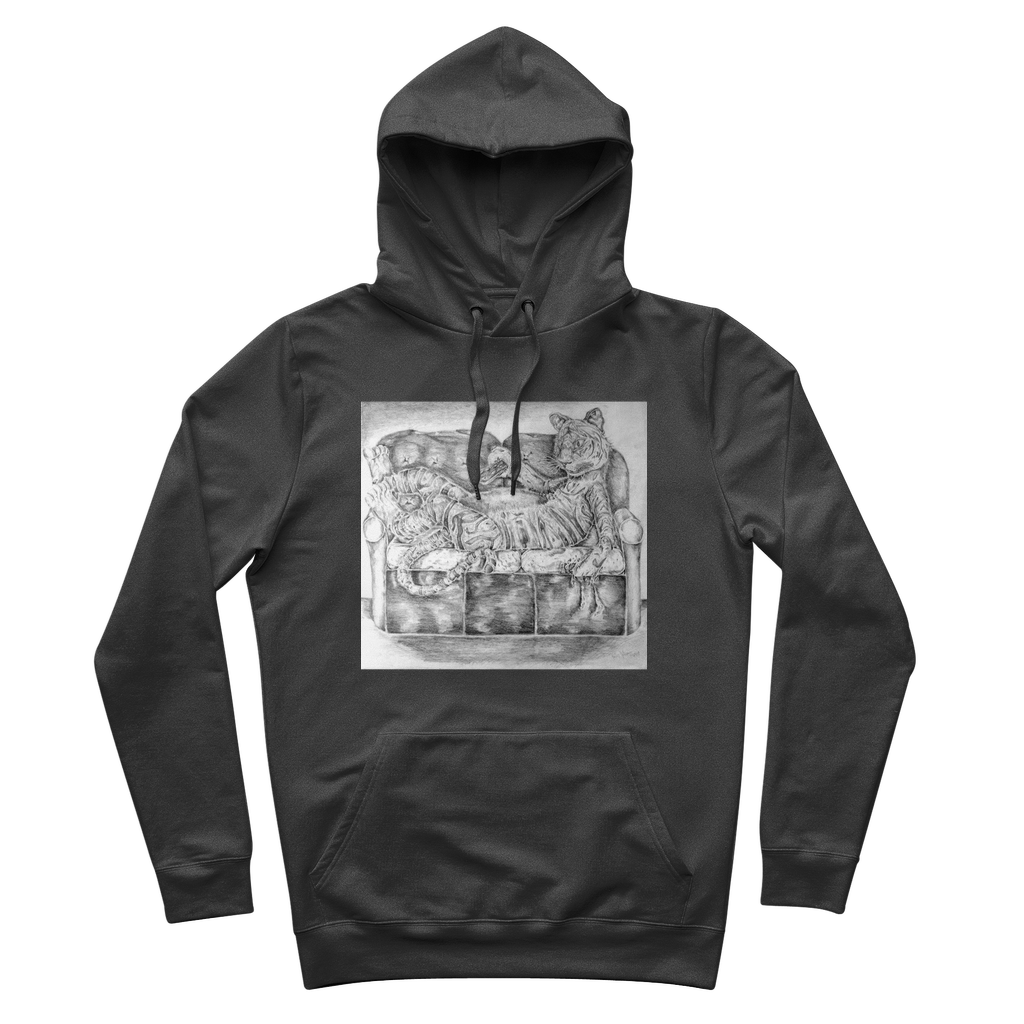 Tiger on a Couch Premium Adult Hoodie