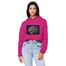 Load image into Gallery viewer, Wolf Unisex Cropped Raw Edge Boyfriend Hoodie
