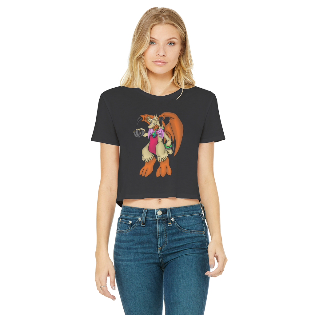 Angechardragon Classic Women's Cropped Raw Edge T-Shirt