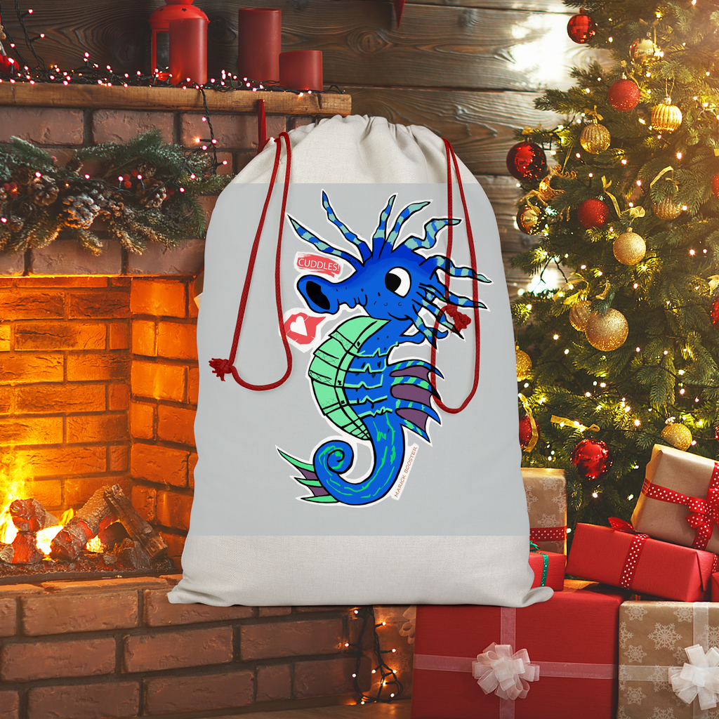 Seahorse Sublimation Linen Drawstring Sack