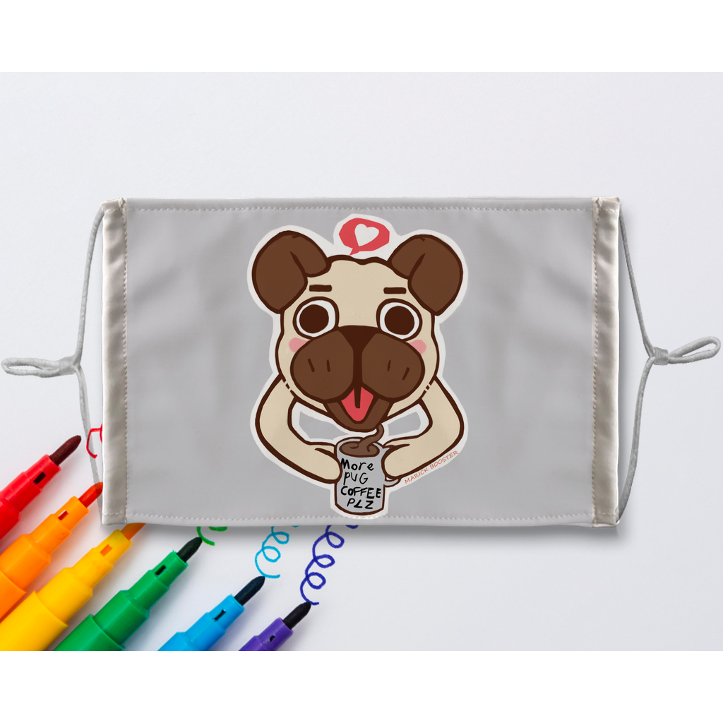 Pug Sublimation Colouring Face Mask